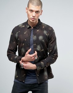 Узкая рубашка со сплошным принтом перья AllSaints - Черный