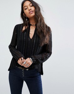 Топ с бисером Free People Young Love - Черный