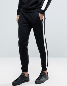 Спортивные штаны с широкими полосками и карманом на молнии Brave Soul - Черный
