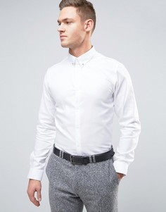 Узкая рубашка с булавкой на воротнике Burton Menswear - Белый
