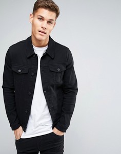 Черная джинсовая куртка зауженного кроя ASOS - Черный