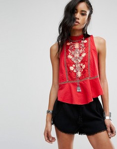 Топ с цветочным принтом Free People - Красный