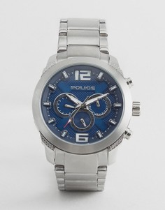 Кварцевые часы с синим циферблатом и хронографом Police - Серебряный