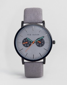 Часы с хронографом и кожаным ремешком Ted Baker Brit - Серый