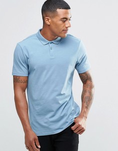Синяя трикотажная футболка-поло New Look - Синий