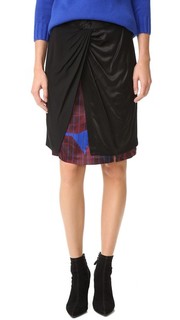 Юбка из разных материалов с узлом спереди Dkny