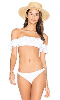 Italian solid sirolo ruffle bandeau top - MILLY