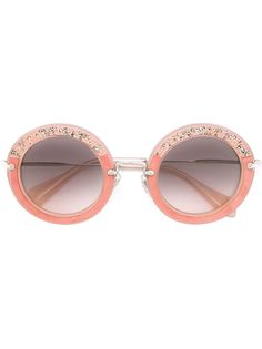 солнцезащитные очки в круглой оправе с кристаллами Miu Miu Eyewear