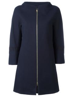 open neck flared coat Herno