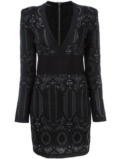 приталенное платье с вышивкой Balmain