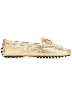embellished fringed loafers  Tods