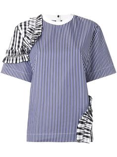 ruffled detail striped T-shirt MSGM