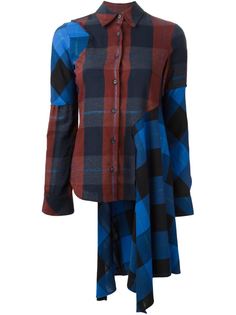 асимметричная рубашка в клетку Mm6 Maison Margiela