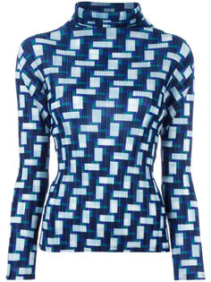 geomtric print pleated blouse  Pleats Please By Issey Miyake