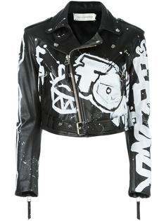 graffiti print biker jacket Faith Connexion