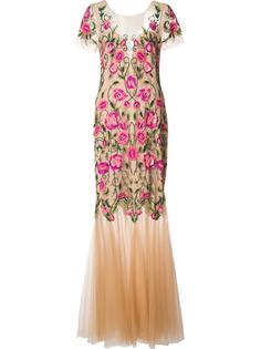 платье с вышитым цветочным узором Marchesa Notte