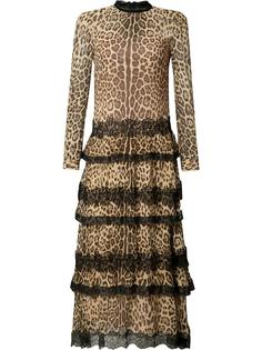 платье с леопардовым рисунком и оборками Red Valentino