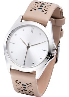 Часы с перфорацией на браслете (темно-серый/розовый) Bonprix