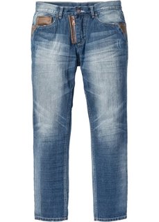 Свободные джинсы с зауженными книзу штанинами, длина в дюймах 32 (синий «потертый») Bonprix