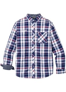 Клетчатая рубашка Regular Fit с длинным рукавом (бирюзовый/белый в клетку) Bonprix