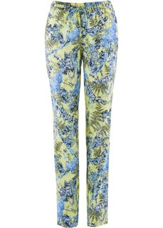 Льняные брюки с цветочным принтом (индиго с рисунком) Bonprix