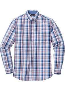 Клетчатая рубашка Regular Fit с длинным рукавом (синий/белый в клетку) Bonprix