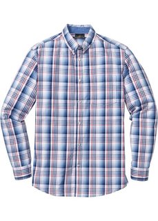 Клетчатая рубашка Regular Fit с длинным рукавом (синий/белый в клетку) Bonprix