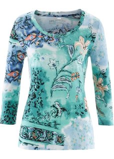 Футболка из ткани с рисунком и рукавами 3/4 (белый с рисунком) Bonprix