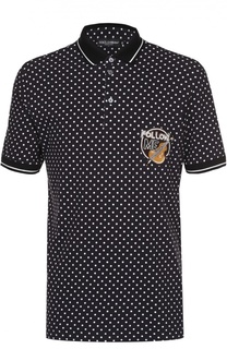Хлопковое поло с узором Polka Dot и вышивкой Dolce &amp; Gabbana