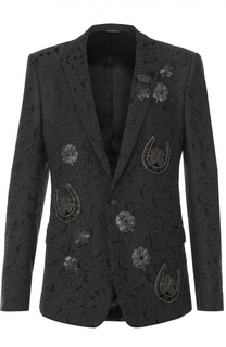 Однобортный приталенный пиджак с вышивкой Dolce &amp; Gabbana