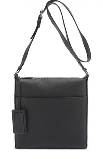 Кожаная сумка-планшет с внешним карманом на кнопке Fendi