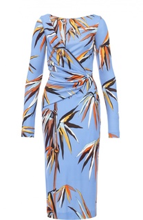 Платье-футляр с цветочным принтом и драпировкой Emilio Pucci