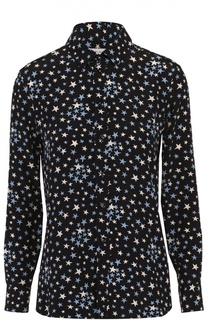 Шелковая блуза прямого кроя с принтом в виде звезд Saint Laurent