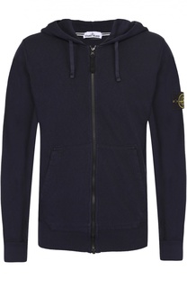 Хлопковая толстовка на молнии с капюшоном Stone Island