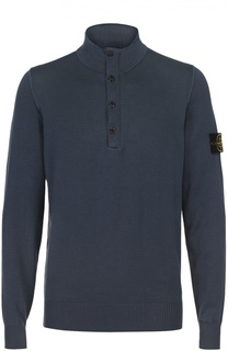 Хлопковый свитер тонкой вязки с воротником-стойкой Stone Island