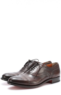 Кожаные оксфорды с брогированием Santoni
