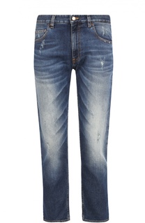 Укороченные джинсы прямого кроя с потертостями Moschino