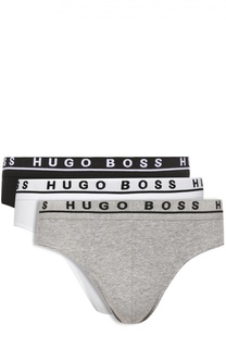 Комплект из трех хлопковых брифов с широкой резинкой BOSS