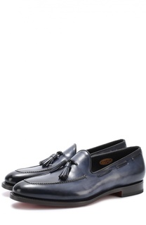 Кожаные лоферы с кисточками Santoni