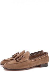 Замшевые лоферы с кисточками Santoni