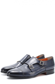 Кожаные монки с двумя пряжками Santoni