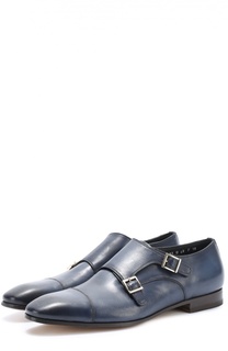 Кожаные монки с двумя пряжками Santoni