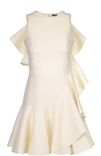 Приталенное мини-платье с оборками Alexander McQueen