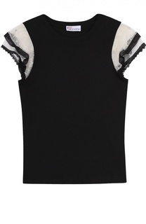 Футболка прямого кроя с кружевными рукавами REDVALENTINO