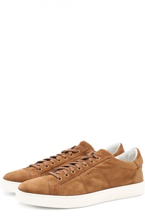 Замшевые кеды на шнуровке Santoni
