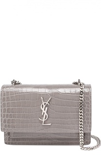 Сумка Sunset Monogram с тиснением под крокодила Saint Laurent