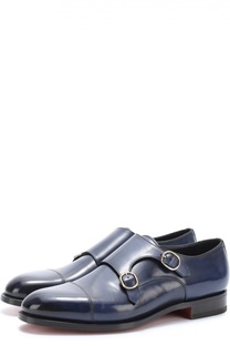 Кожаные монки с двумя пряжками Santoni