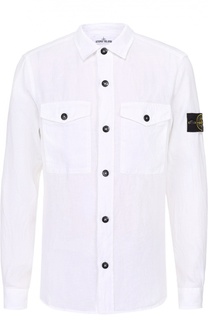 Льняная рубашка с воротником кент Stone Island