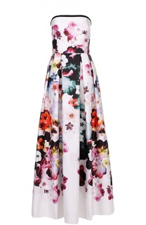 Приталенное платье-бюстье с цветочным принтом Elie Saab