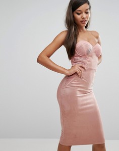 Rare Sweetheart Pencil Dress With Corset Detail - Розовый